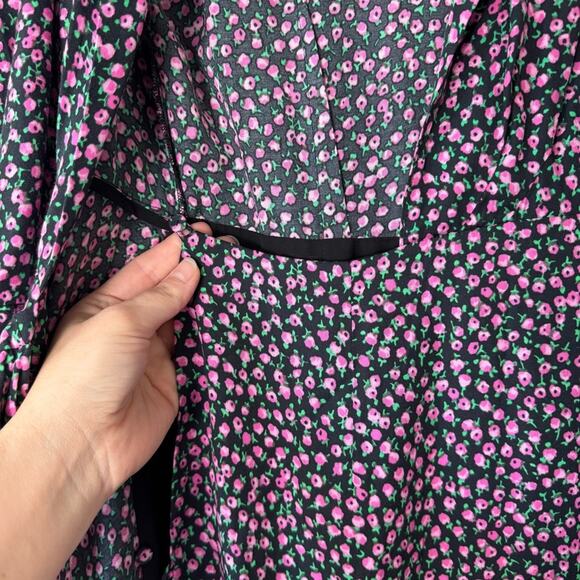 Rebecca Taylor Wild Rose Silk Blend Faux Wrap Dress Size 2 - Picture 8 of 11